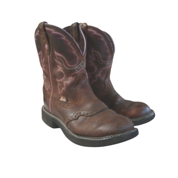 Justin Boots Gypsy Collection Western Pull-on Cowboy Boot Size 6 Brown & Pink 6 - Picture 7 of 14